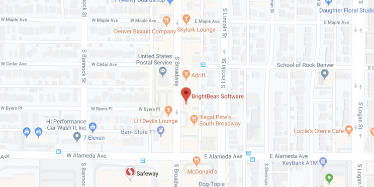 a map showing BBL at 240 S. Broadway, Denver CO